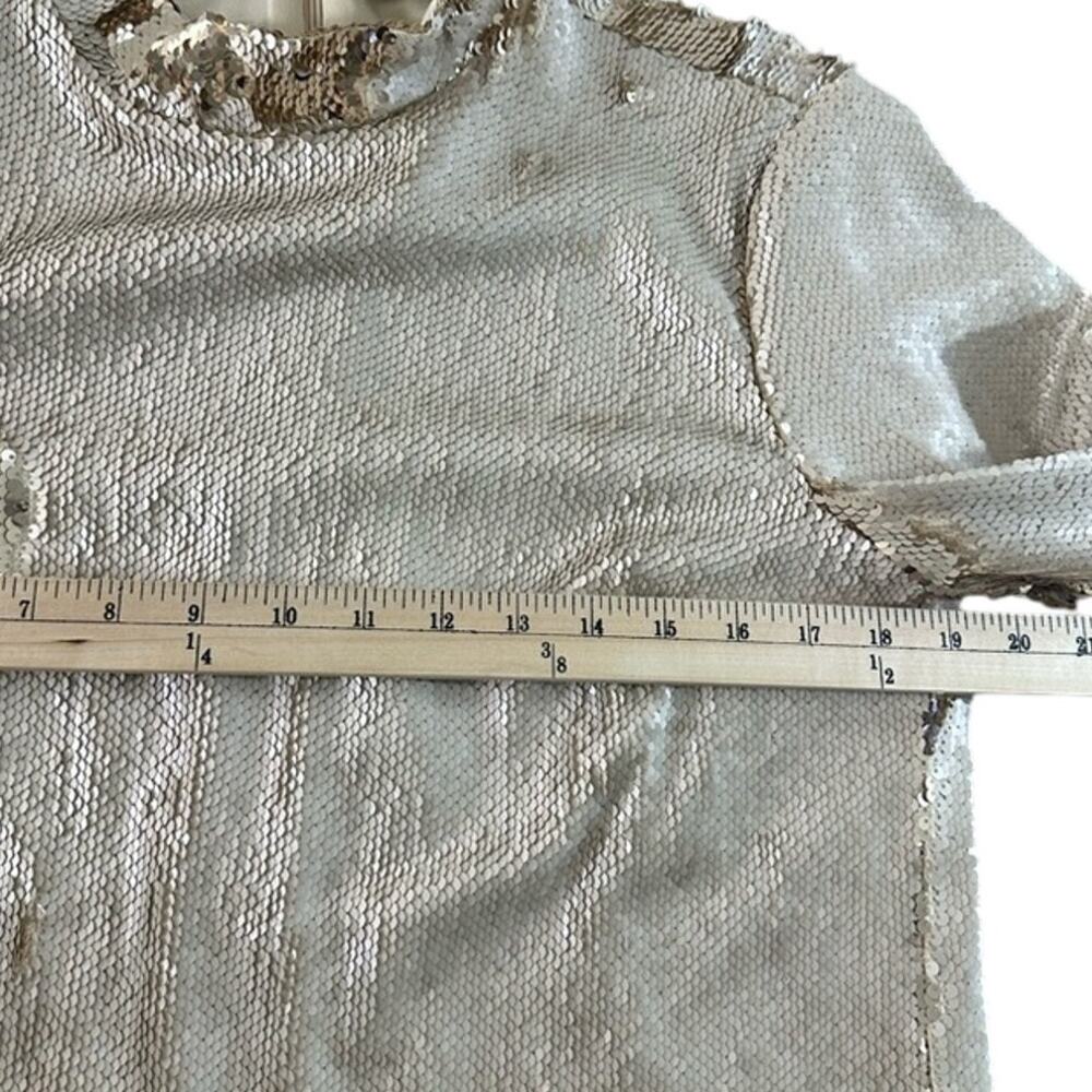 NWT Second Female Gold Champagne Flip Sequin Split Back Mock Neck Blouse Medium - Picture 5 of 8